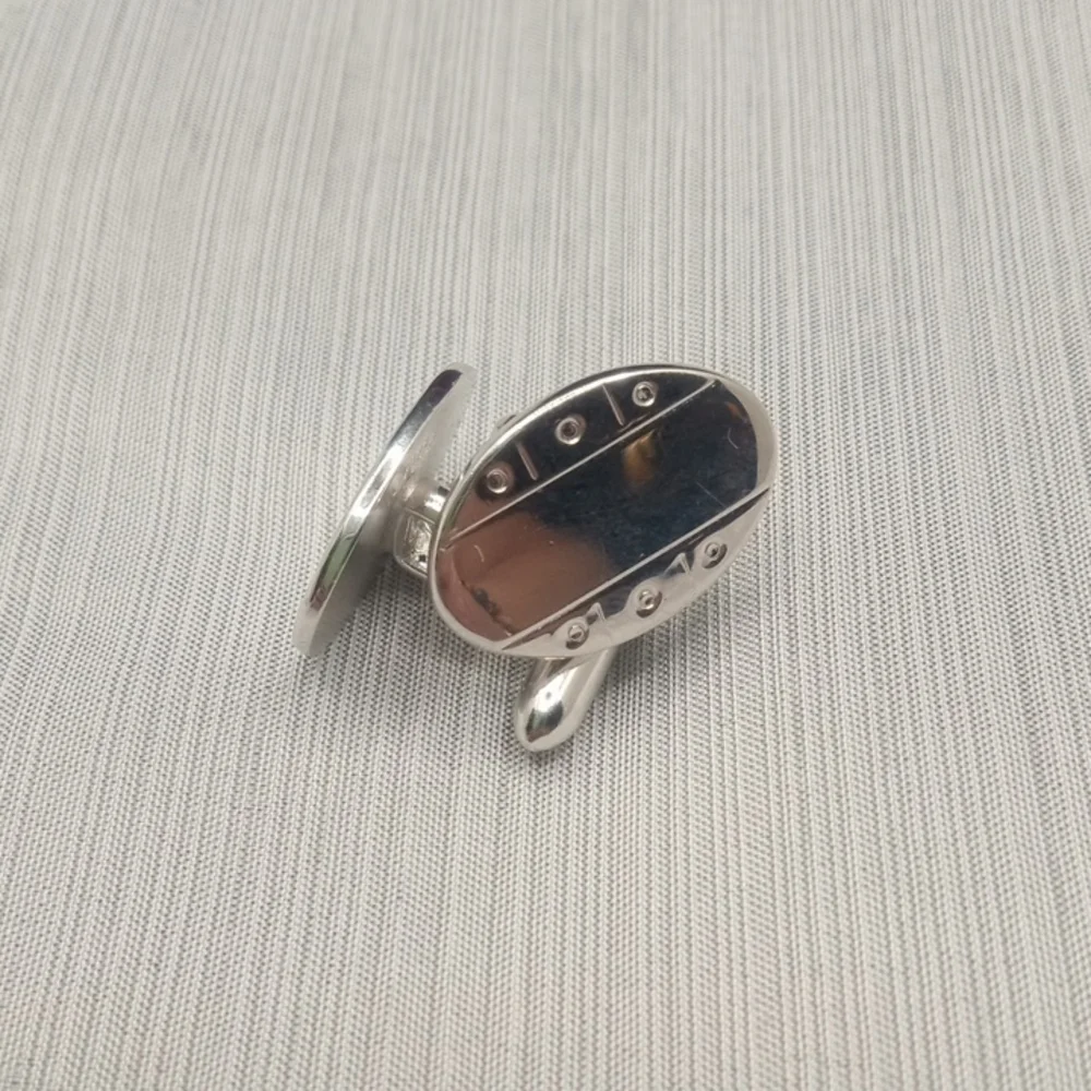 Silver Toned Oval Cufflinks By Swank